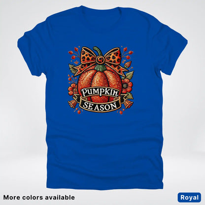 Pumpkin Season Leopard Print Bow Fall Autumn  - T-Shirts