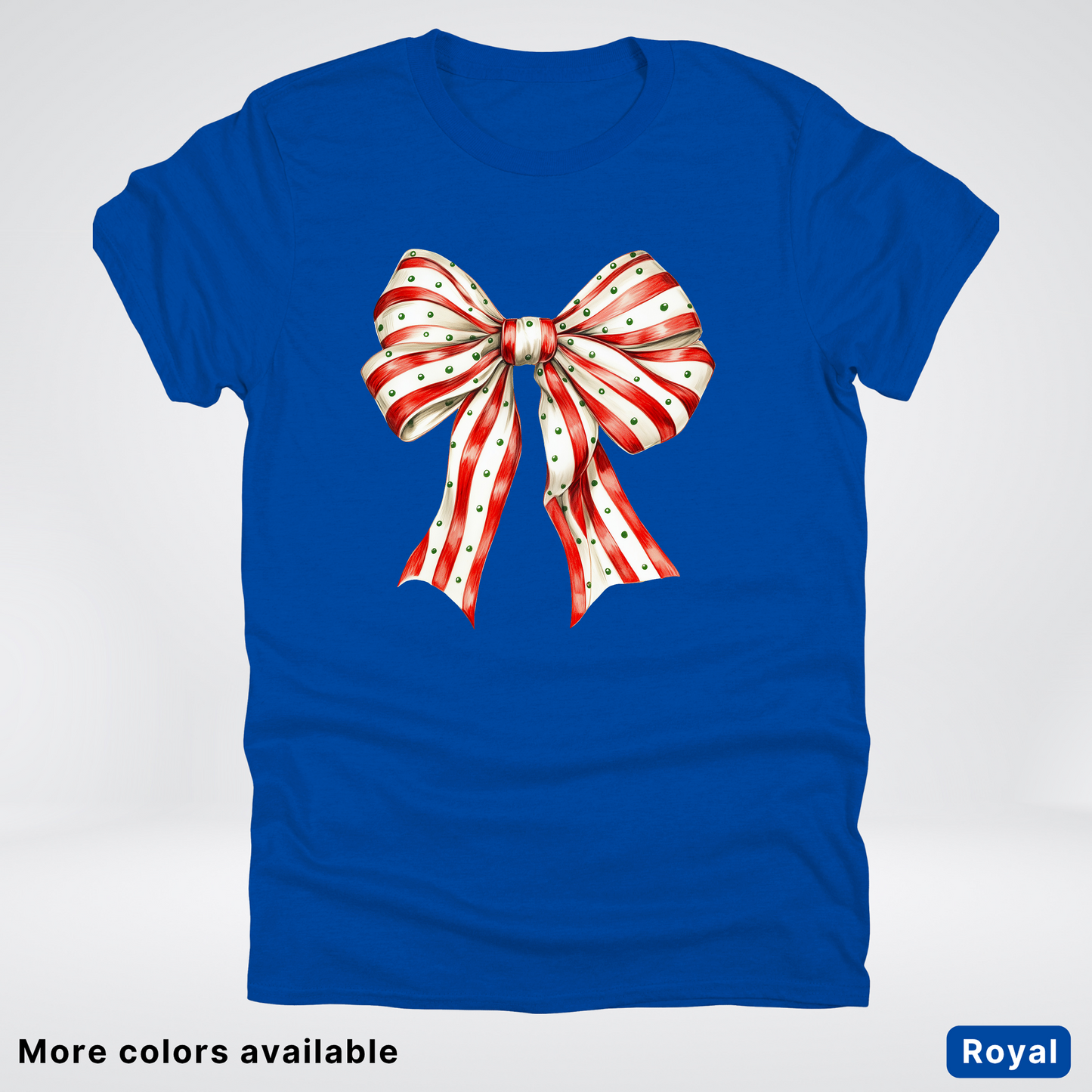 Peppermint Stripe Christmas Bow - T-Shirt