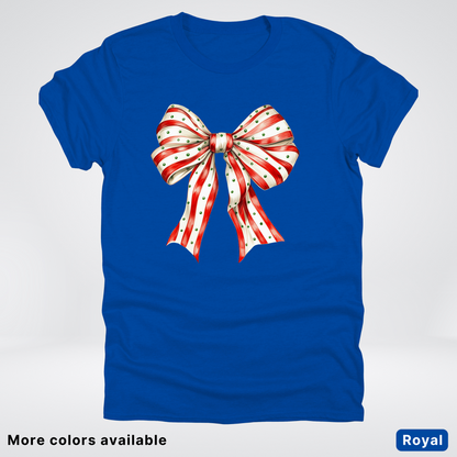 Peppermint Stripe Christmas Bow - T-Shirt