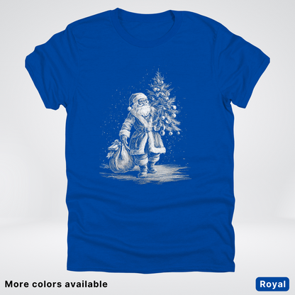 Vintage Santa with Christmas Tree - T-Shirt