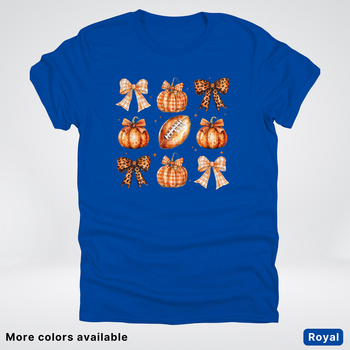 Football Coquette Ribbon Bow Plaid Pumpkin Fall - T-Shirt