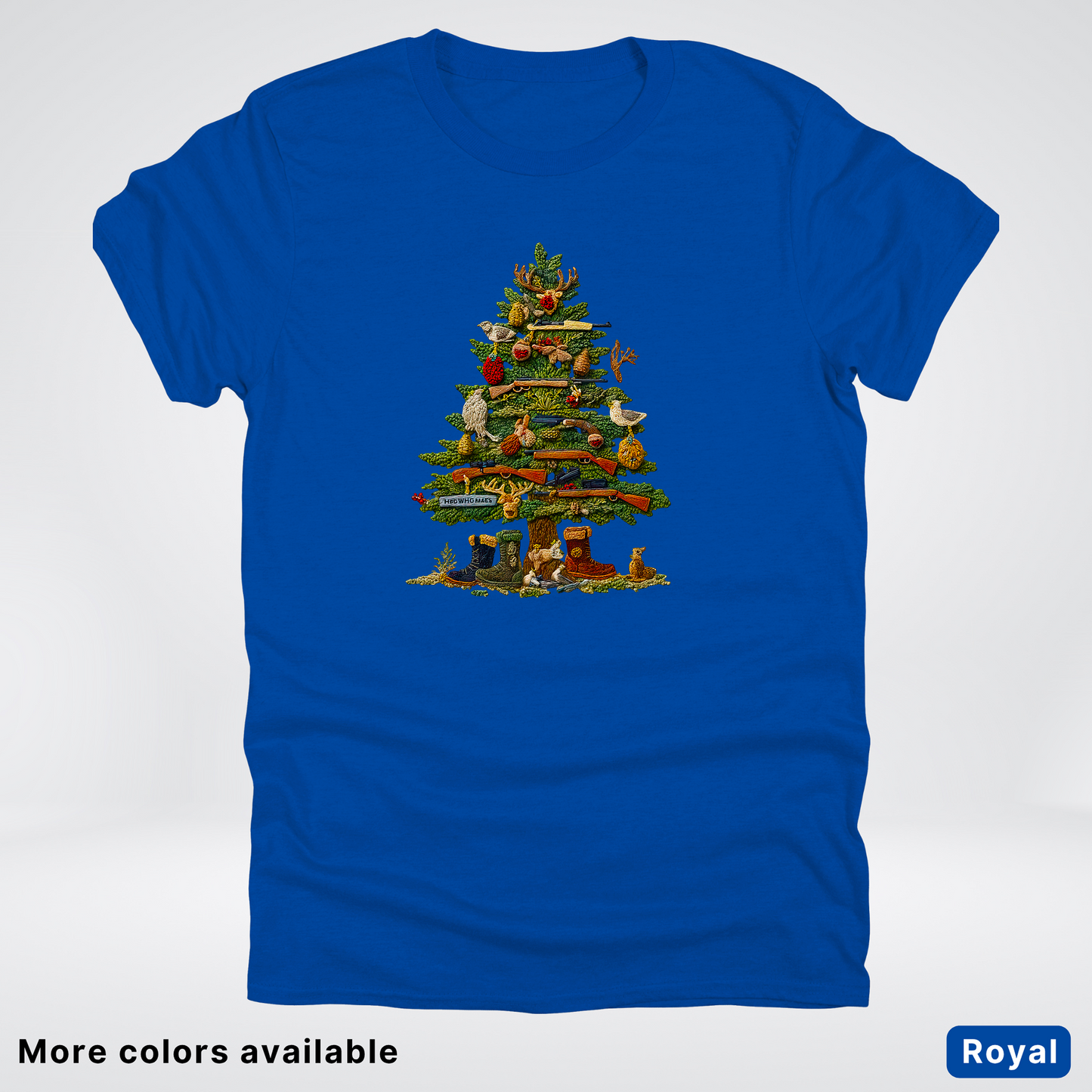 Woodland Critters Christmas Tree Hook Yard Faux - T-Shirt