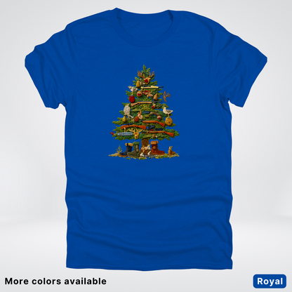 Woodland Critters Christmas Tree Hook Yard Faux - T-Shirt