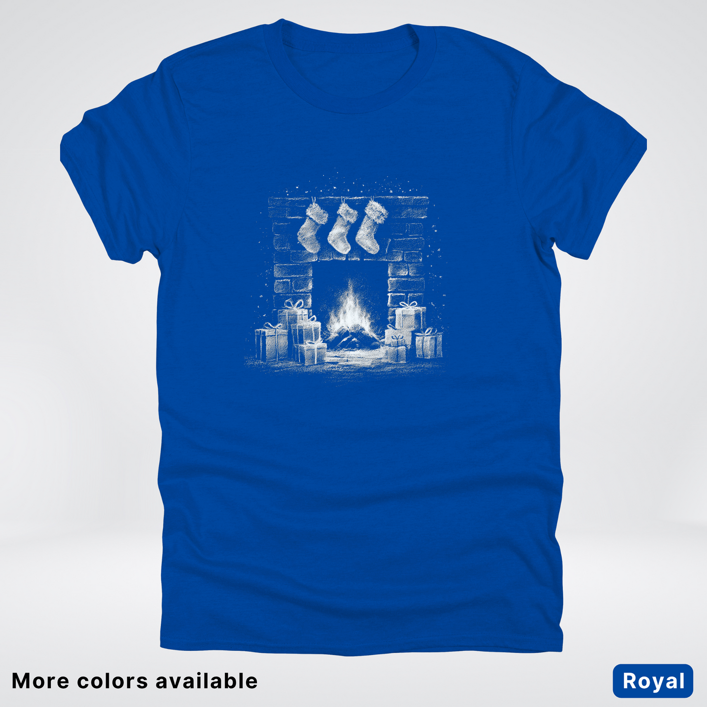 Vintage Christmas Fireplace Scene - T-Shirt