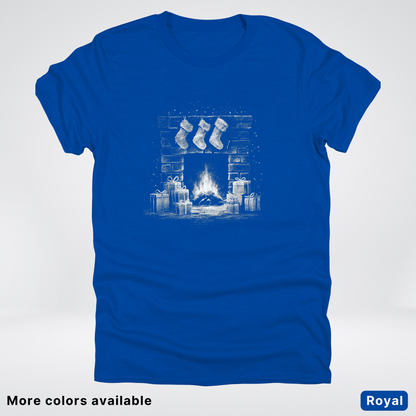 Vintage Christmas Fireplace Scene - T-Shirt