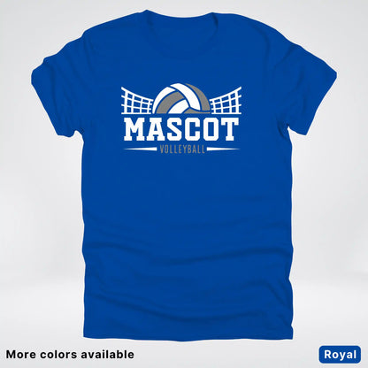 Volleyball Mom Game Day Tee – Custom Mascot Name Shirt | Gray Design 26