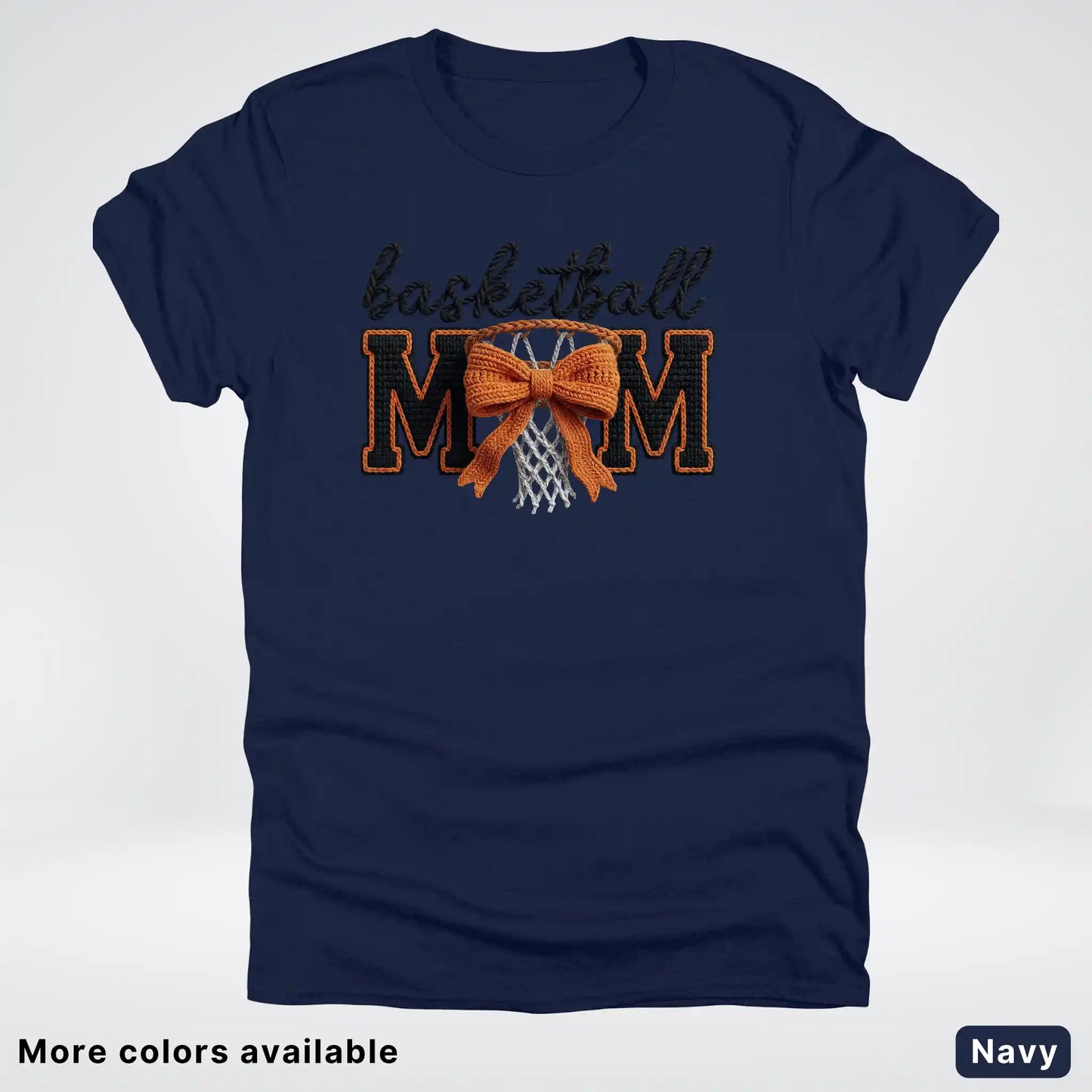 Basketball Mom – Faux Crochet Bow Basketball Graphic T-Shirt