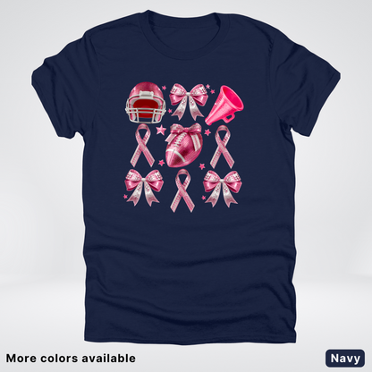 Coquette Glitter Bows and Football - T-Shirt