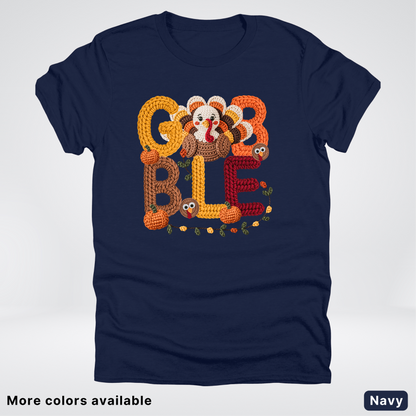 Turkey Gobble Pumpkin Fall Crochet - T-Shirts