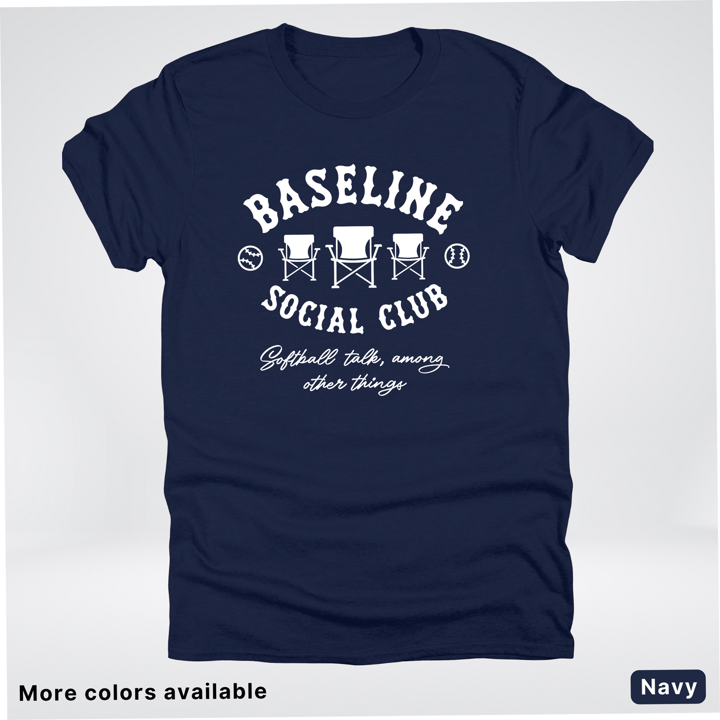 Baseline Social Club Softball – White Design – T-Shirt