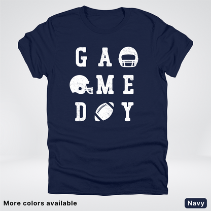 Game Day Football 3 x 3  – White Design  – T-Shirt