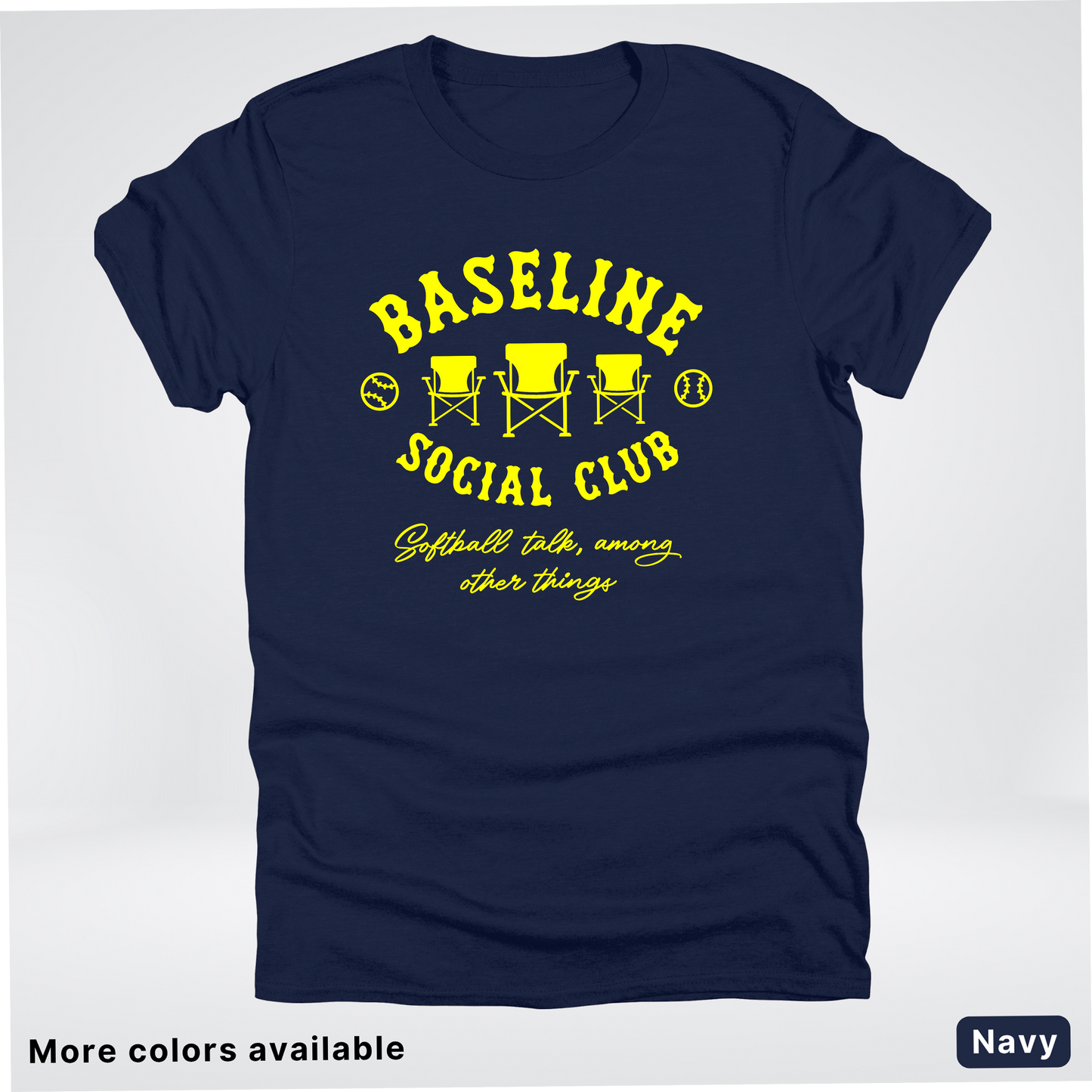 Baseline Social Club Softball – Yellow Design - T-Shirt