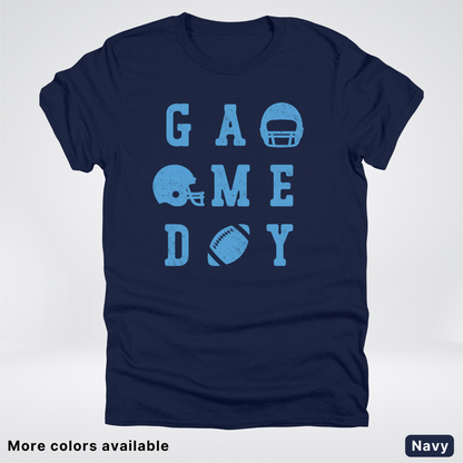 Game Day Football 3 x 3 – Light Blue Design – T-Shirt