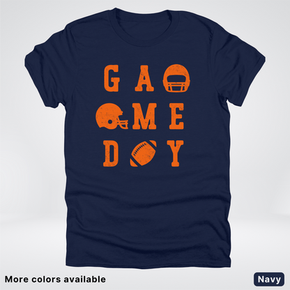 Game Day Football 3 x 3 – Orange Design  – T-Shirt