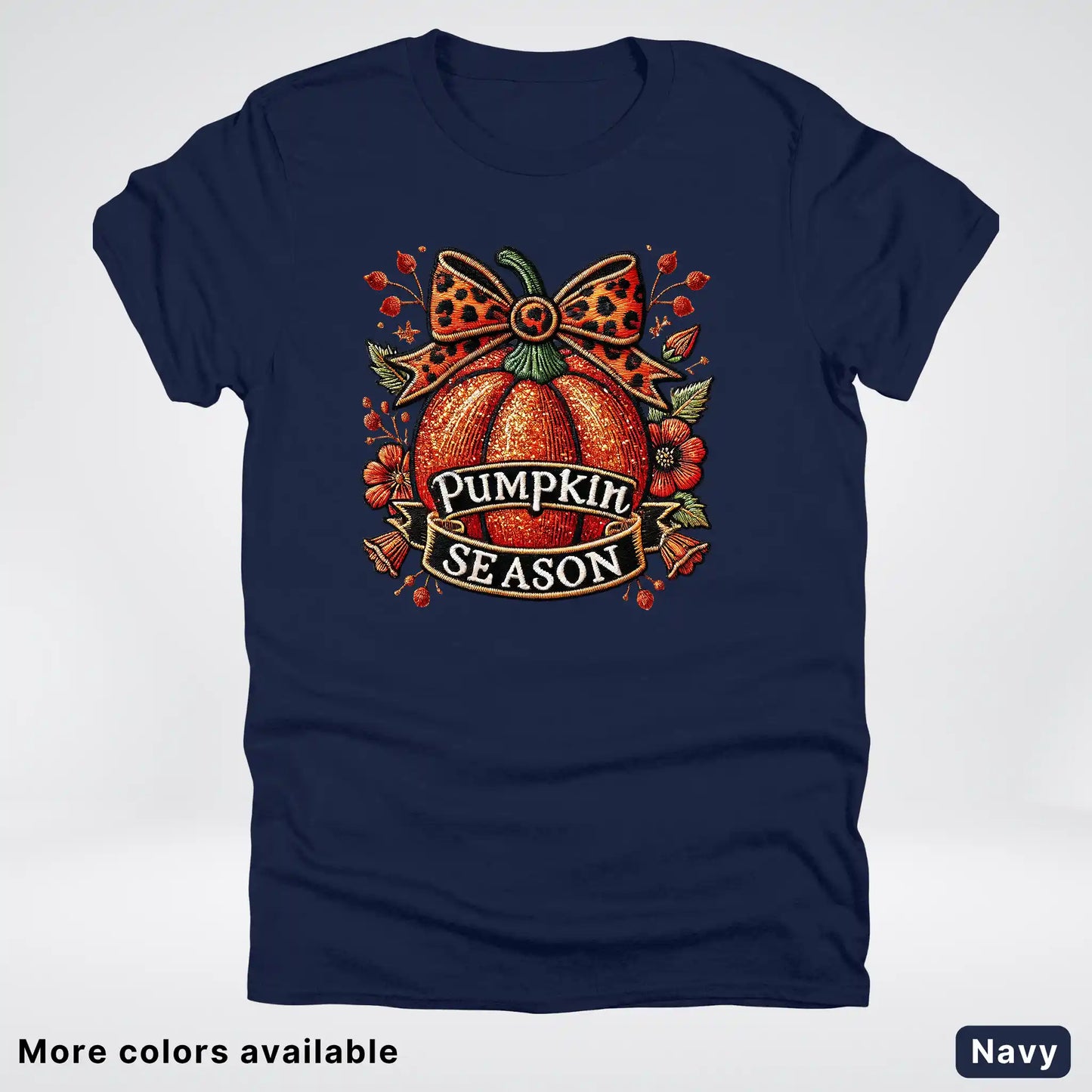 Pumpkin Season Leopard Print Bow Fall Autumn  - T-Shirts