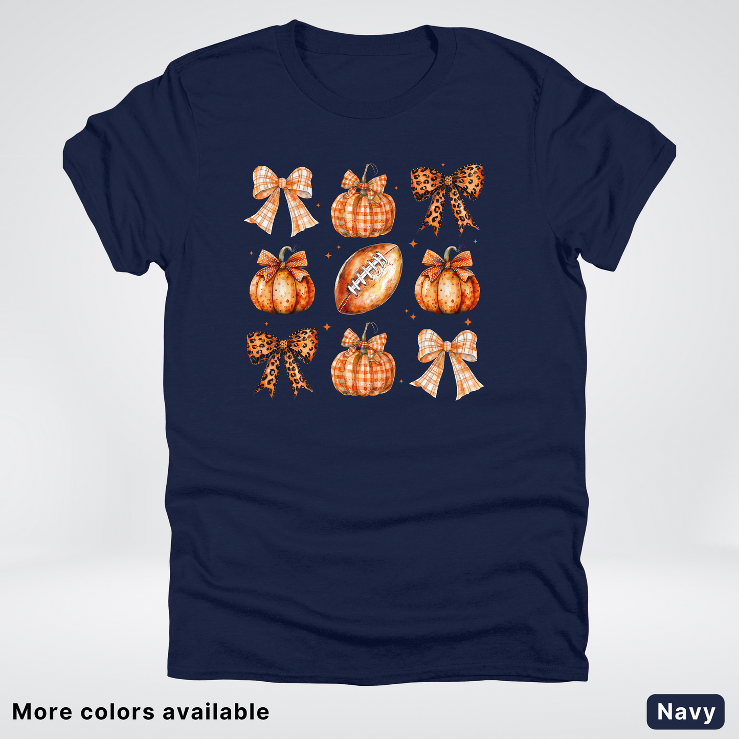 Football Coquette Ribbon Bow Plaid Pumpkin Fall - T-Shirt