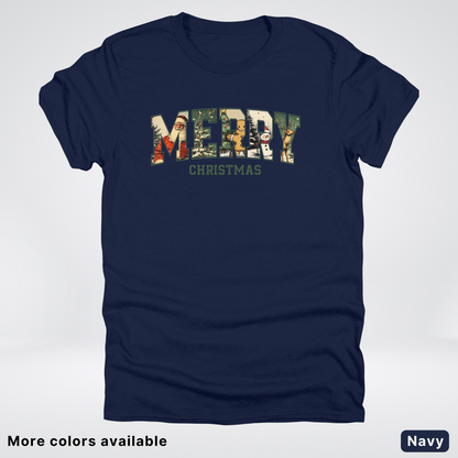 Vintage Merry Christmas Varsity - T-Shirt
