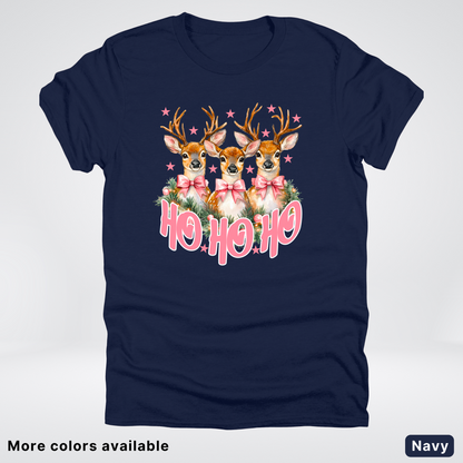 Ho Ho Ho Pink Deer Trio - T-Shirt