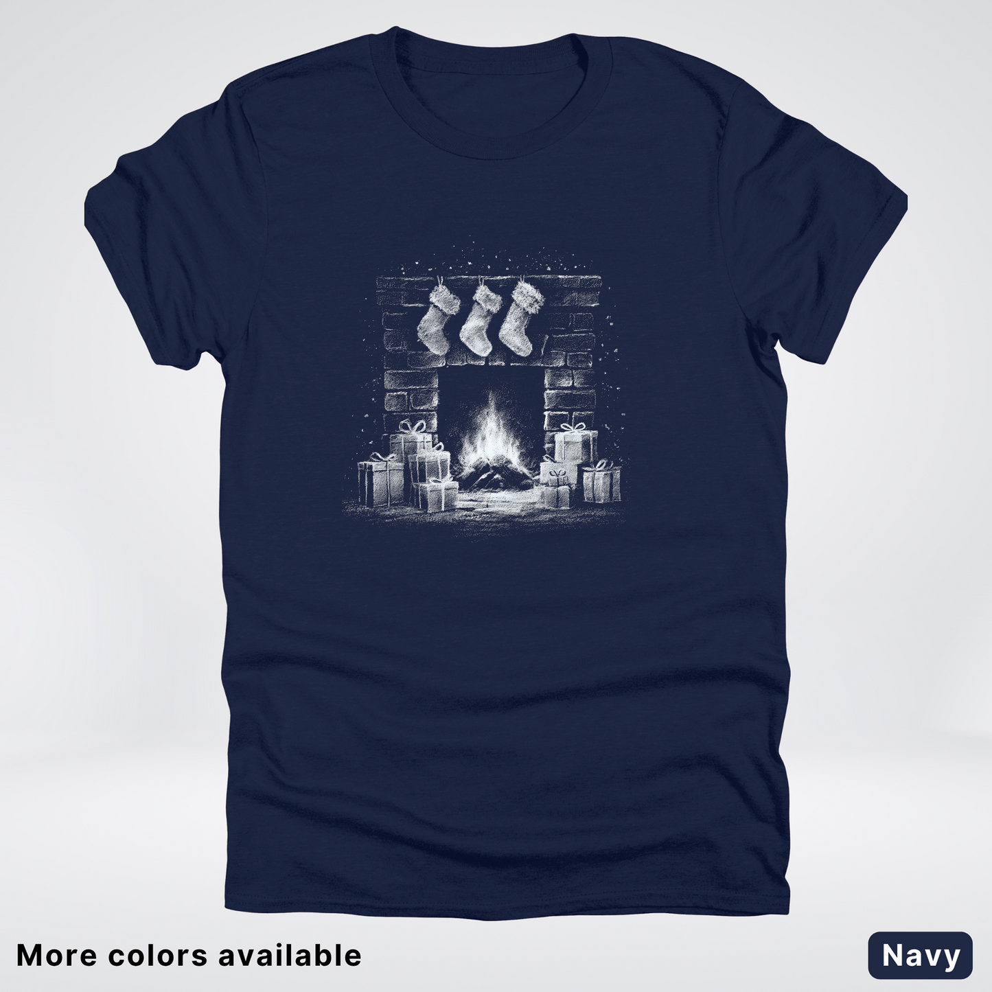 Vintage Christmas Fireplace Scene - T-Shirt
