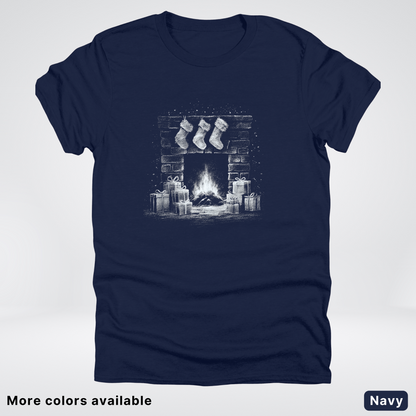 Vintage Christmas Fireplace Scene - T-Shirt