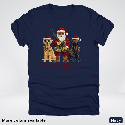 Tis The Season Hunting Santa Hook Yard Faux - T-Shirt