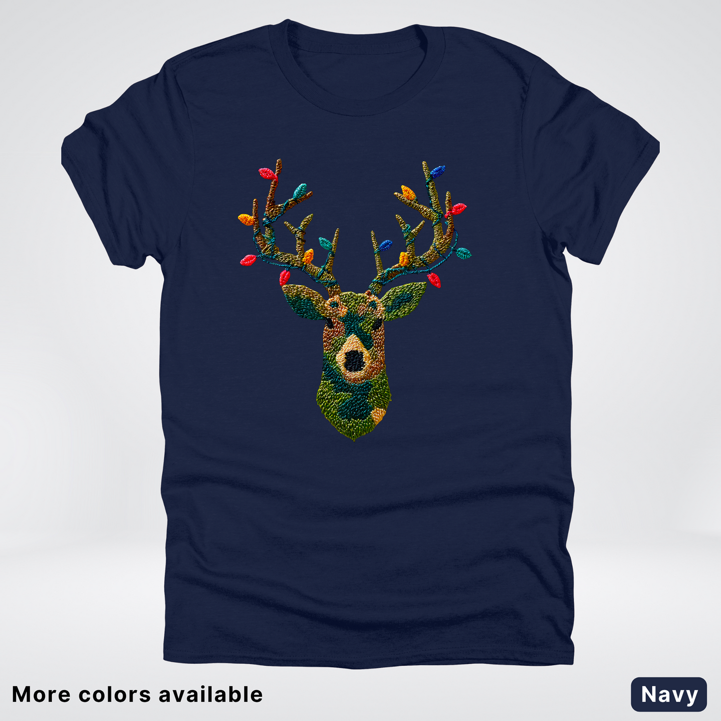 Rustic Reindeer Lights – Hook Yard Faux Texture - T-Shirt