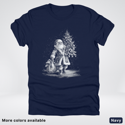 Vintage Santa with Christmas Tree - T-Shirt