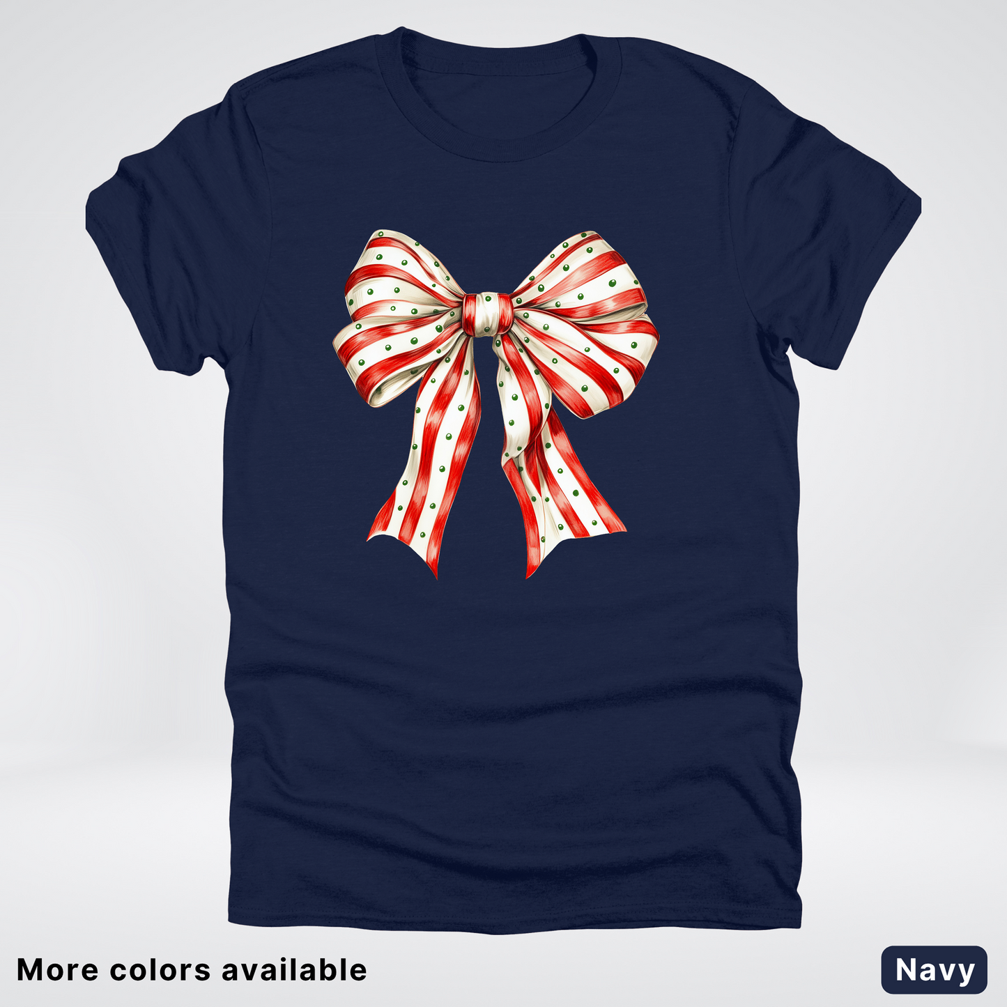 Peppermint Stripe Christmas Bow - T-Shirt