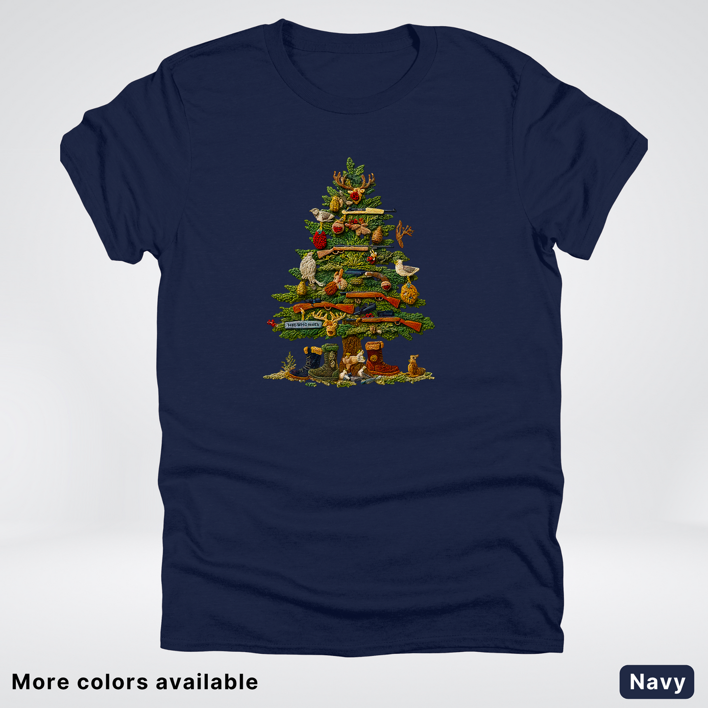 Woodland Critters Christmas Tree Hook Yard Faux - T-Shirt