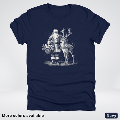 Vintage Santa and Reindeer - T-Shirt