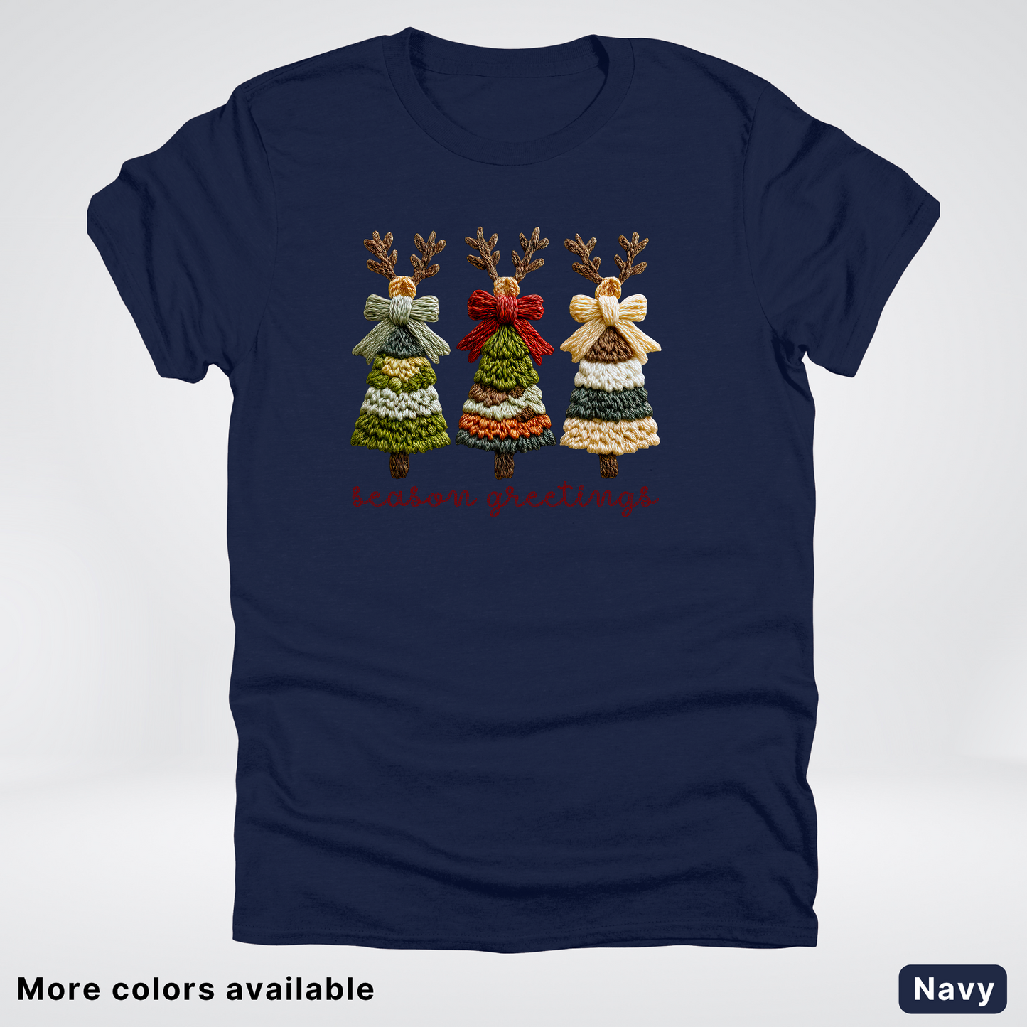 Season Greetings Reindeer Trees Hook Yard Faux - T-Shirt