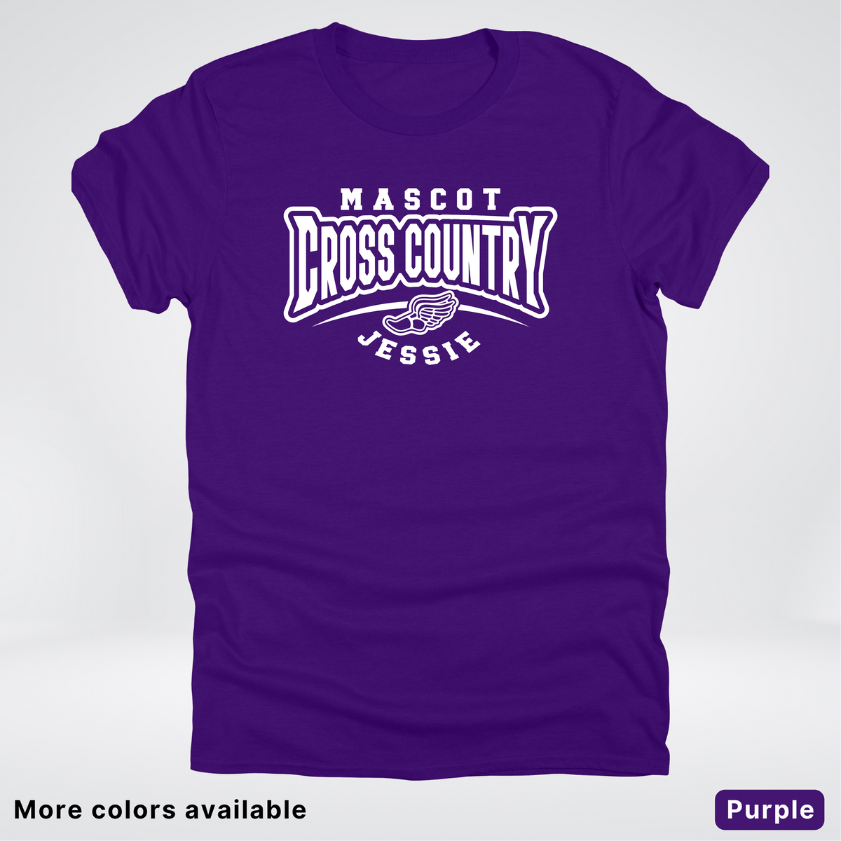 Custom Mascot & Name – White Design – Cross Country 02 - T-Shirt
