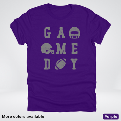 Game Day Football 3 x 3 - Gray Design  - T-Shirt