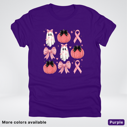 Pink Pumpkin Coquette Bow Cute Ghost - T-Shirt