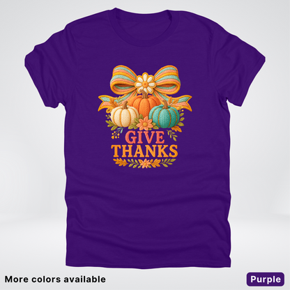 Give Thanks Crochet Thanksgiving Fall Pumpkin - T-Shirts