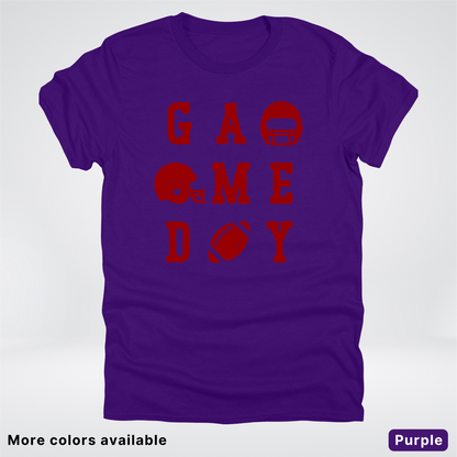 Game Day Football 3 x 3 – Maroon Design – T-Shirt