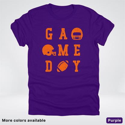Game Day Football 3 x 3 – Orange Design  – T-Shirt