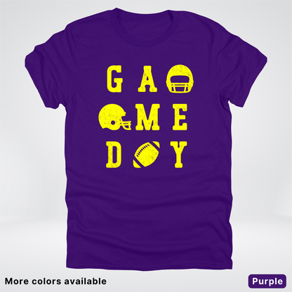 Game Day Football 3 x 3 - Yellow Design - T-Shirt