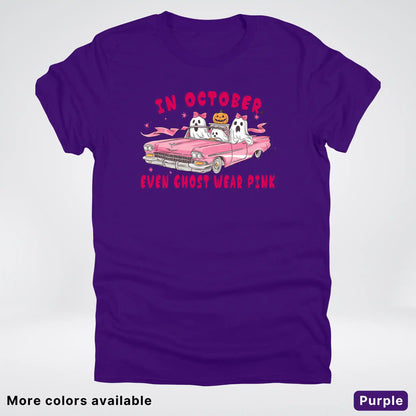 In October Even Ghost Wear Pink Breast Cancer Awareness  T-Shirt