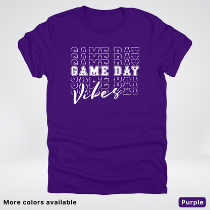 Game Day Vibes Stacked - White Design - T-Shirt