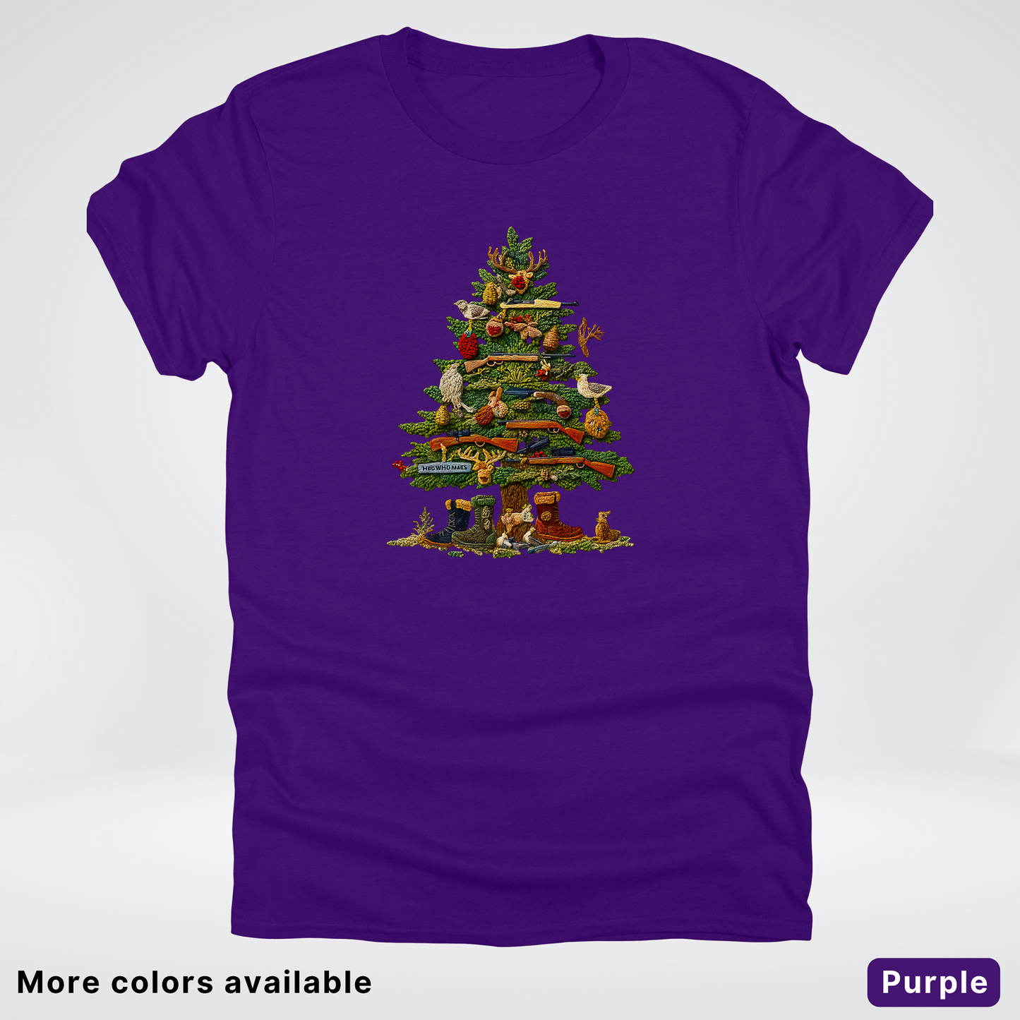 Woodland Critters Christmas Tree Hook Yard Faux - T-Shirt