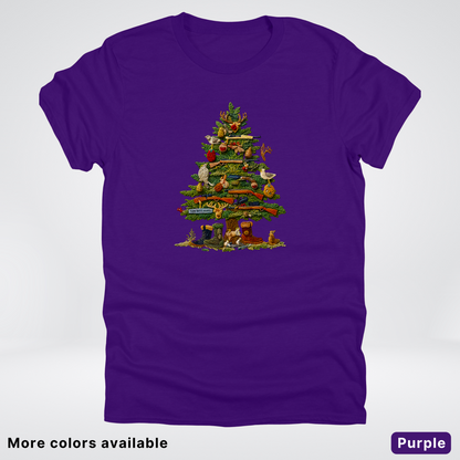 Woodland Critters Christmas Tree Hook Yard Faux - T-Shirt