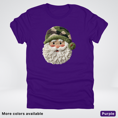 Woodland Santa Face (Hook Yard Faux Texture) - T-Shirt