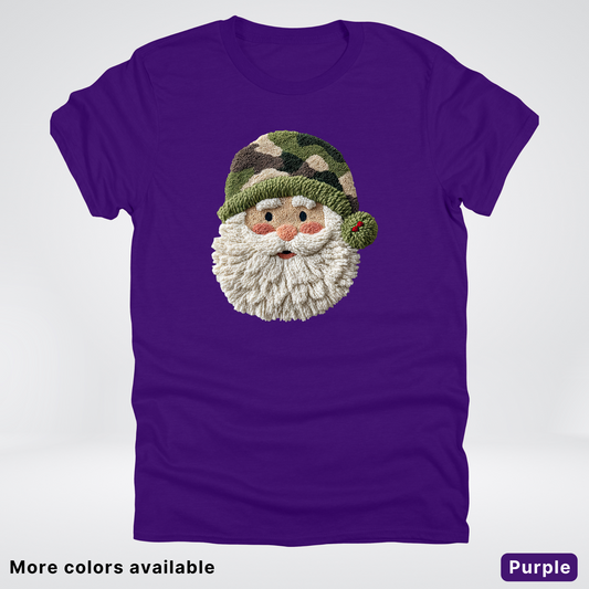 Woodland Santa Face (Hook Yard Faux Texture) - T-Shirt