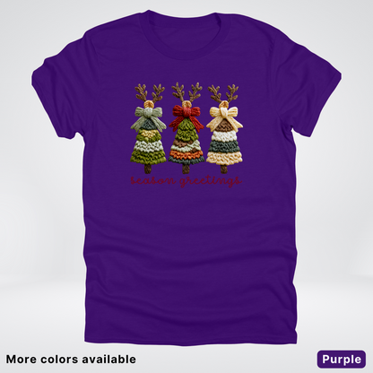 Season Greetings Reindeer Trees Hook Yard Faux - T-Shirt