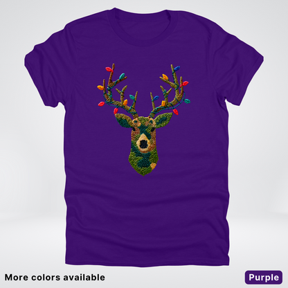 Rustic Reindeer Lights – Hook Yard Faux Texture - T-Shirt