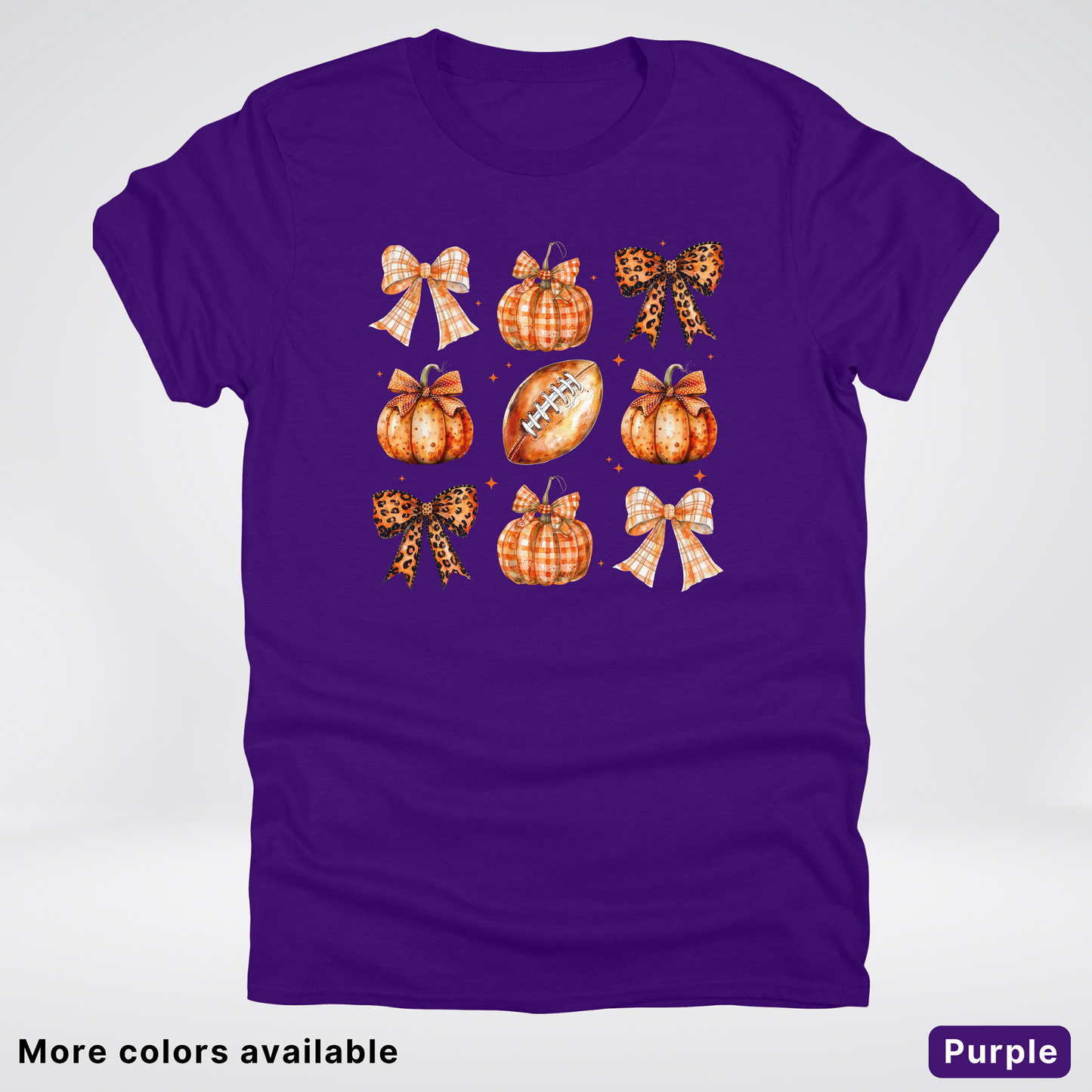 Football Coquette Ribbon Bow Plaid Pumpkin Fall - T-Shirt