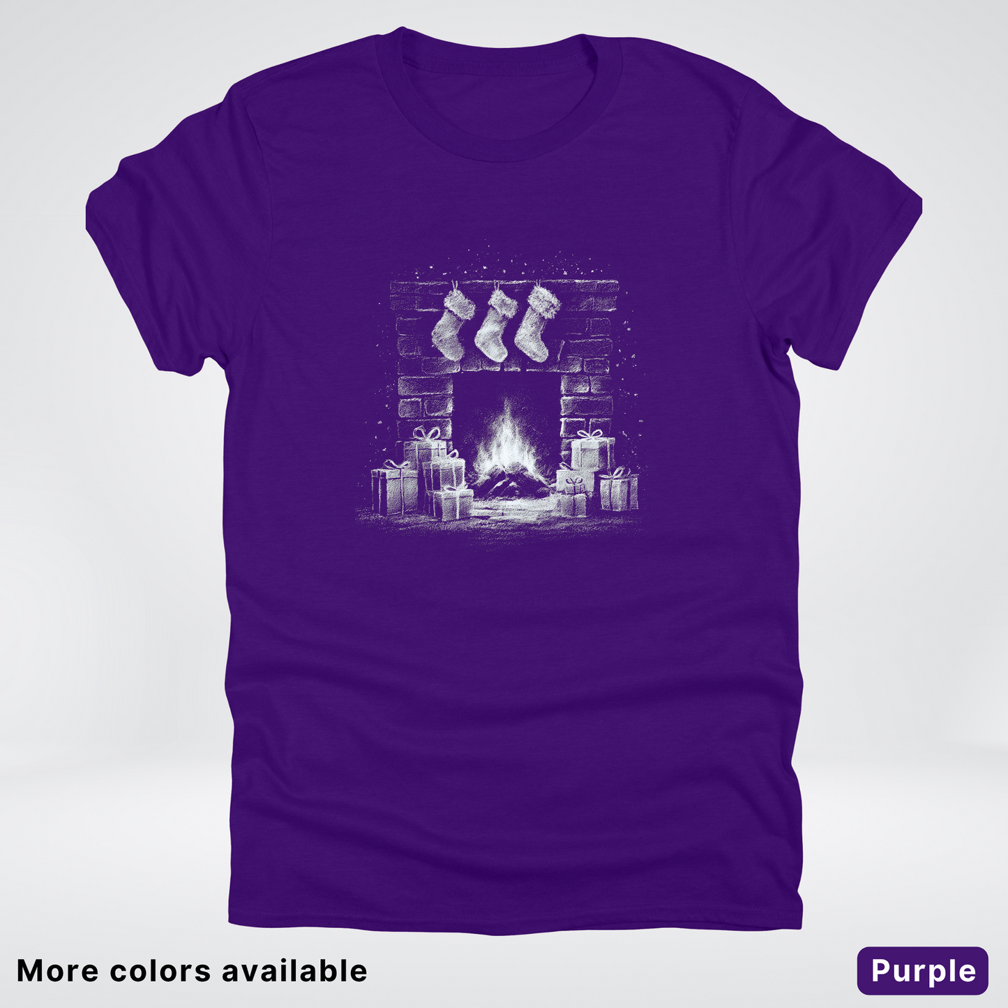 Vintage Christmas Fireplace Scene - T-Shirt
