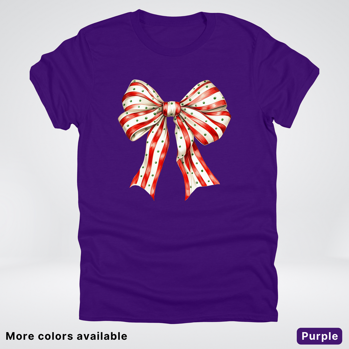 Peppermint Stripe Christmas Bow - T-Shirt