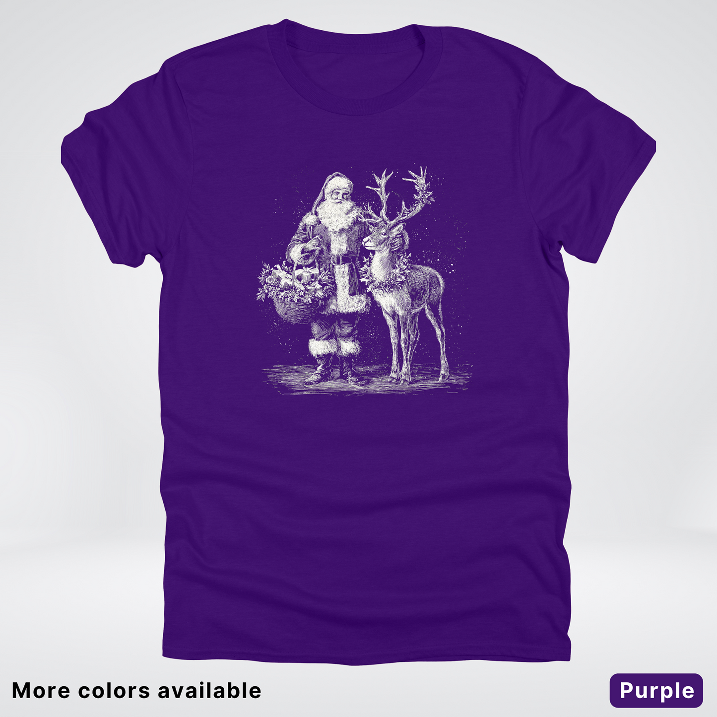 Vintage Santa and Reindeer - T-Shirt